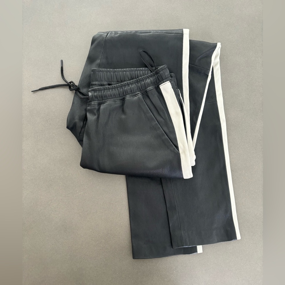 Goosecraft Leather Pants With Draw String And Whi… - image 1